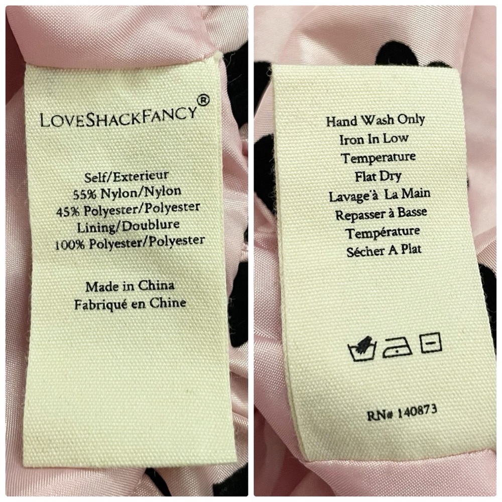 LoveShackFancy Tilson Bow Front Mini Dress in Pink Black Velvet Heart Pattern - Picture 11 of 11